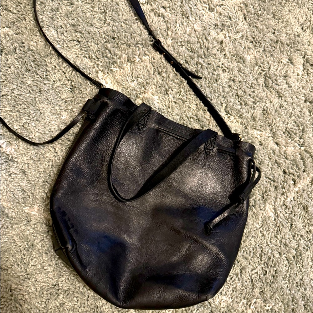 Madewell large leather draw string purse
